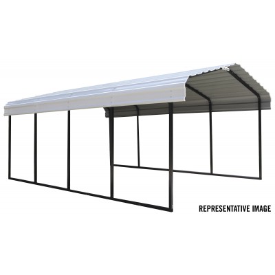 Steel Carport 12 x 24 x 7 ft. Galvanized Black/Eggshell   569719745